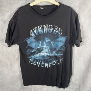 Y2K‎ Avenged Sevenfold Nightmare Album Graphic T Shirt Black Tultex Fine Jersey